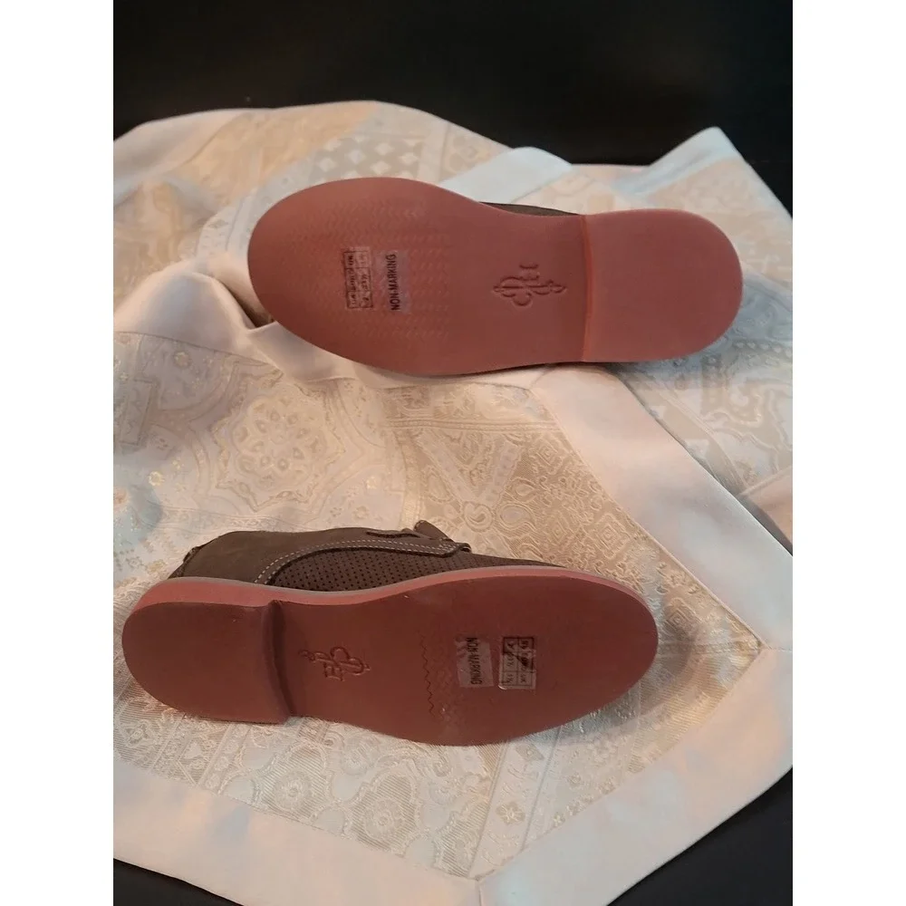 Cole Haan Kids Suede Perforated Oxford Shoes Olive Green Size 2 Hook Loop Strap